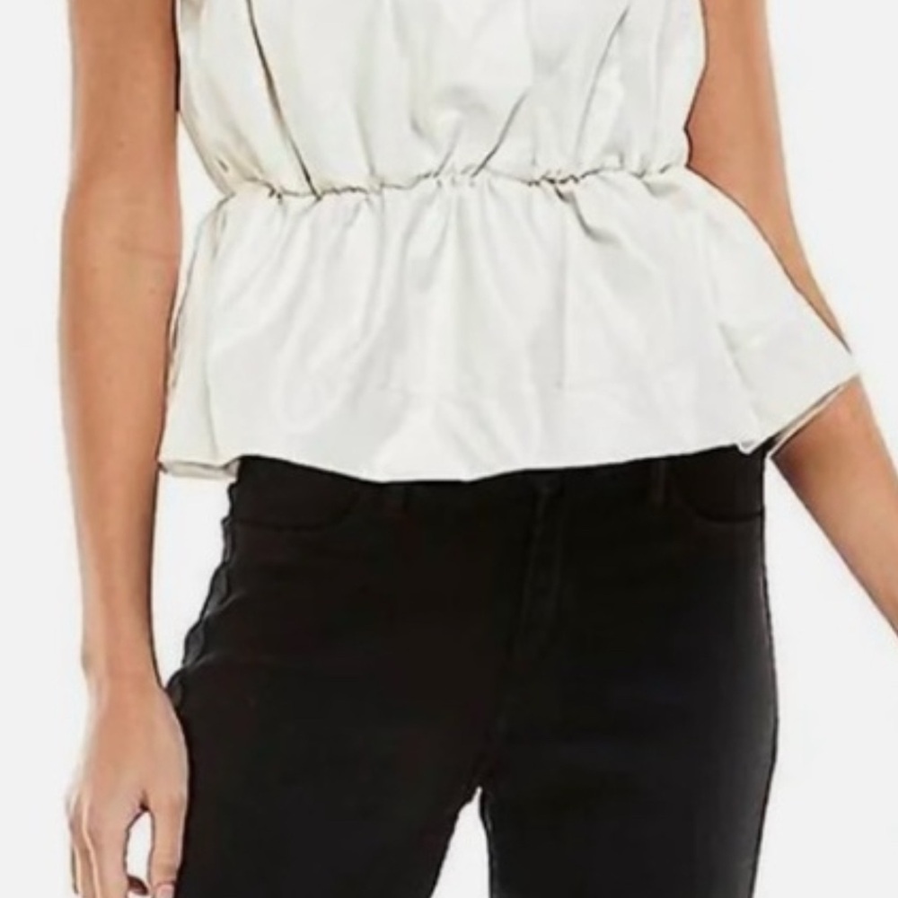 TCEC Elegant White Peplum Blouse